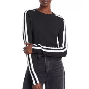 n:philanthropy Caia Striped Sleeve Tee Black White Long Sleeve Size S